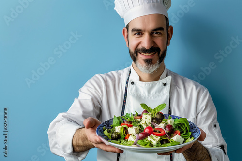 chef with vegetables