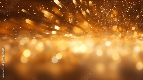 abstract bokeh background of golden light burst made from bokeh motion photo