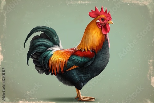 rooster chicken farming poultry bird animal male red beautiful cockerel feathers cock fowl nature domestic