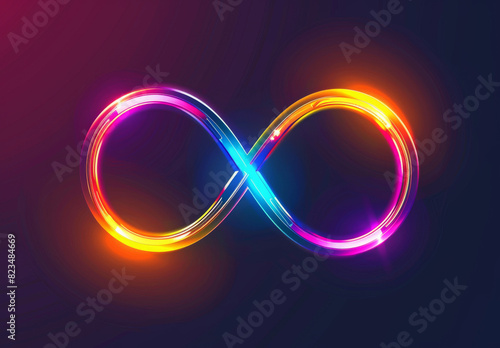 Infinity icon with neon lights