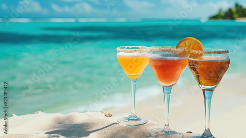cocktails de bienvenue sur une plage de sable blanc et une mer turquoise 