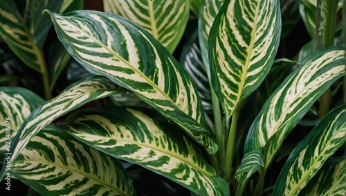 Lush green leaves pattern of tropical houseplant Dieffenbachia, an abstract tropical delight