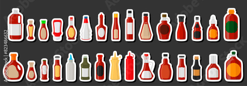 Illustration big kit varied glass bottles filled liquid sauce habanero photo