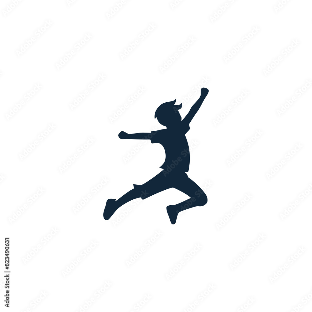 happy jumping boy logo vector illustration template design