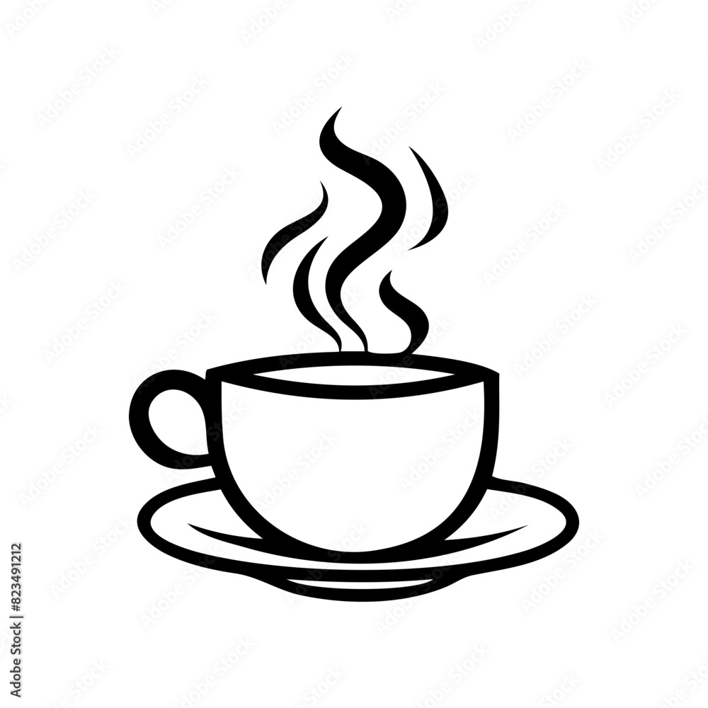 A black coffee cup with steam rising from it A black coffee cup with steam rising from it