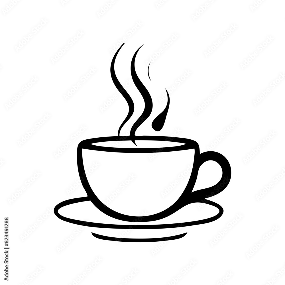 A black coffee cup with steam rising from it A black coffee cup with steam rising from it