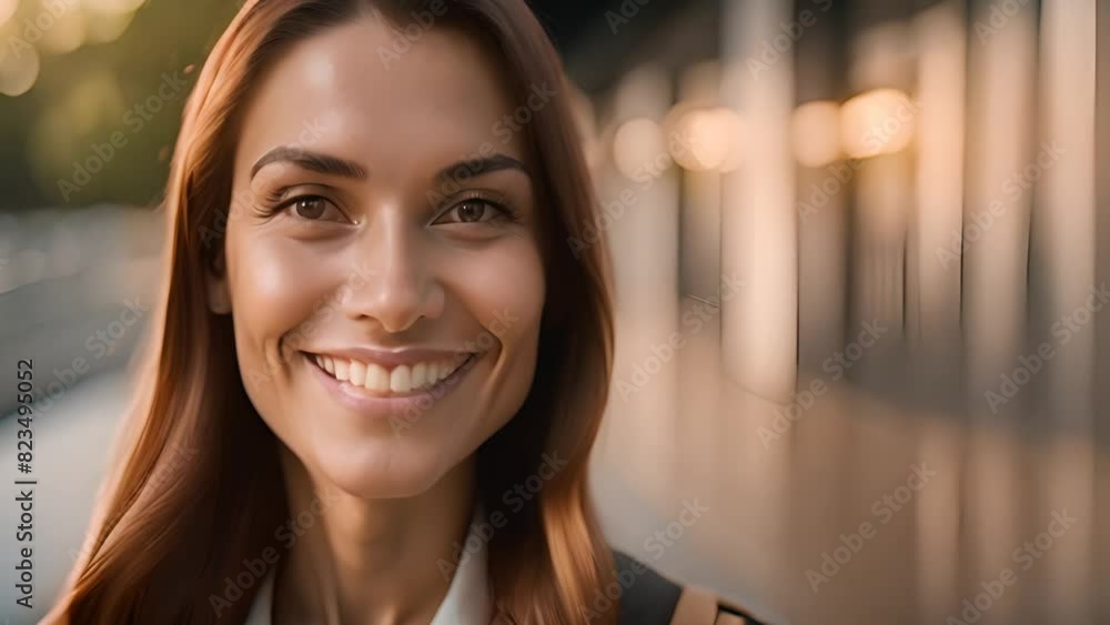 Smiling Woman With Long Brown Hair Generative AI Smiling Woman With Long Brown Hair Generative AI