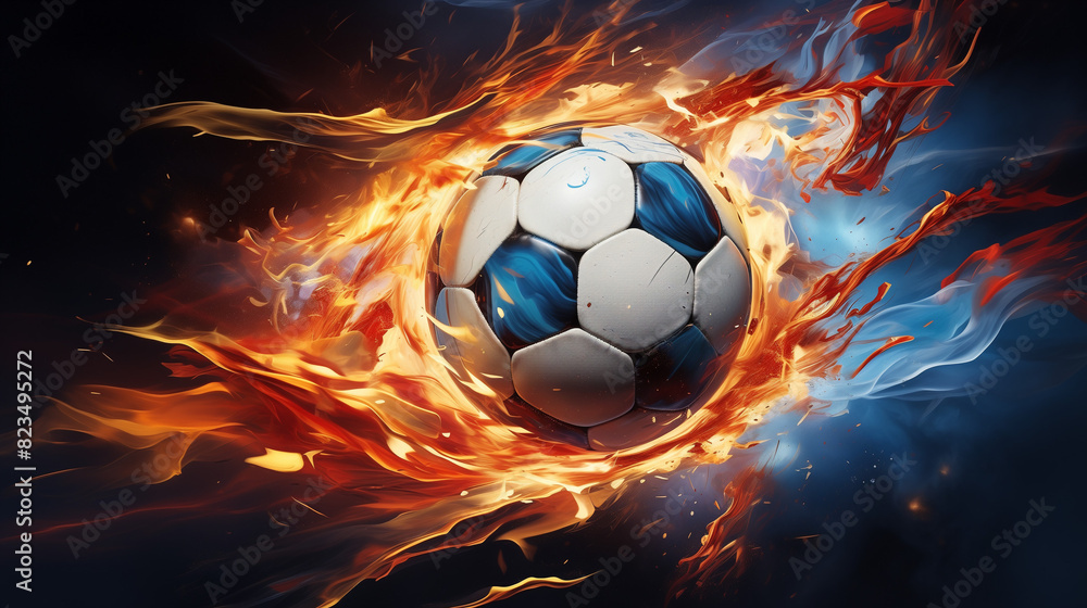Naklejka premium soccer ball colorful fire illustration 