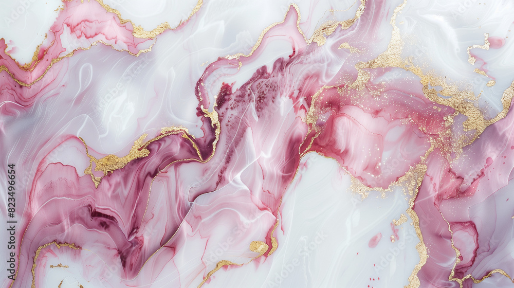 Abstract Pink and Gold Marble