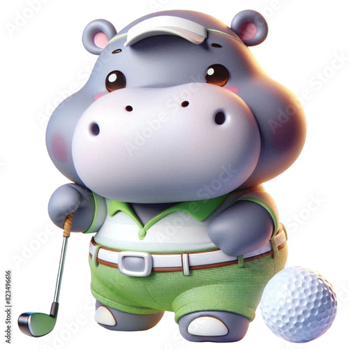 Hippo wearing golf clothes  photo