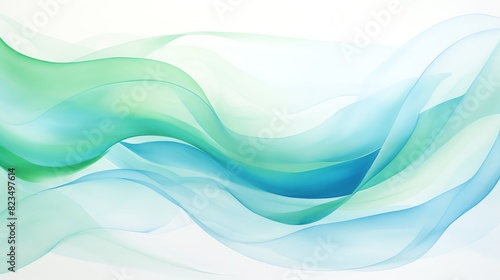 Abstract watercolor waves in shades of blue and green,