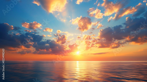 Picturesque view of sunset with clouds over sea