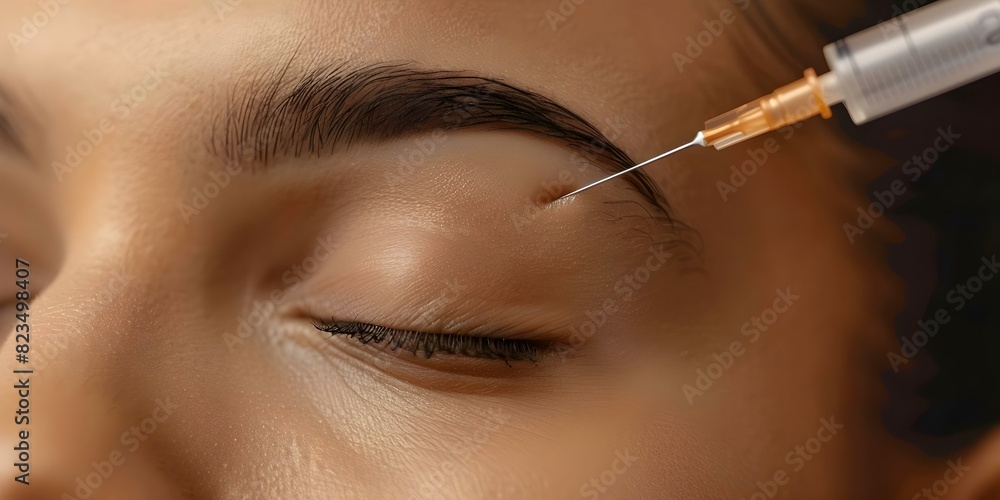 Closeup of needle tapping skin above eyebrow to target pressure points. Concept Acupuncture Therapy, Facial Pressure Points, Holistic Healing, Acupuncture Benefits, Traditional Chinese Medicine