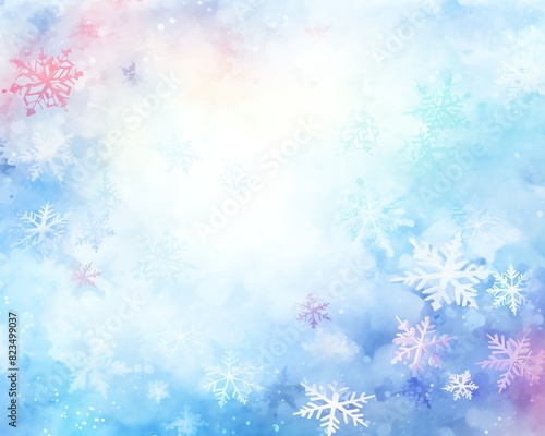 Soft watercolor snowflakes on a gradient background 