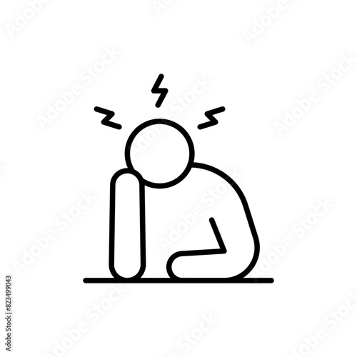 Anxiety outline icons, minimalist vector illustration ,simple transparent graphic element .Isolated on white background