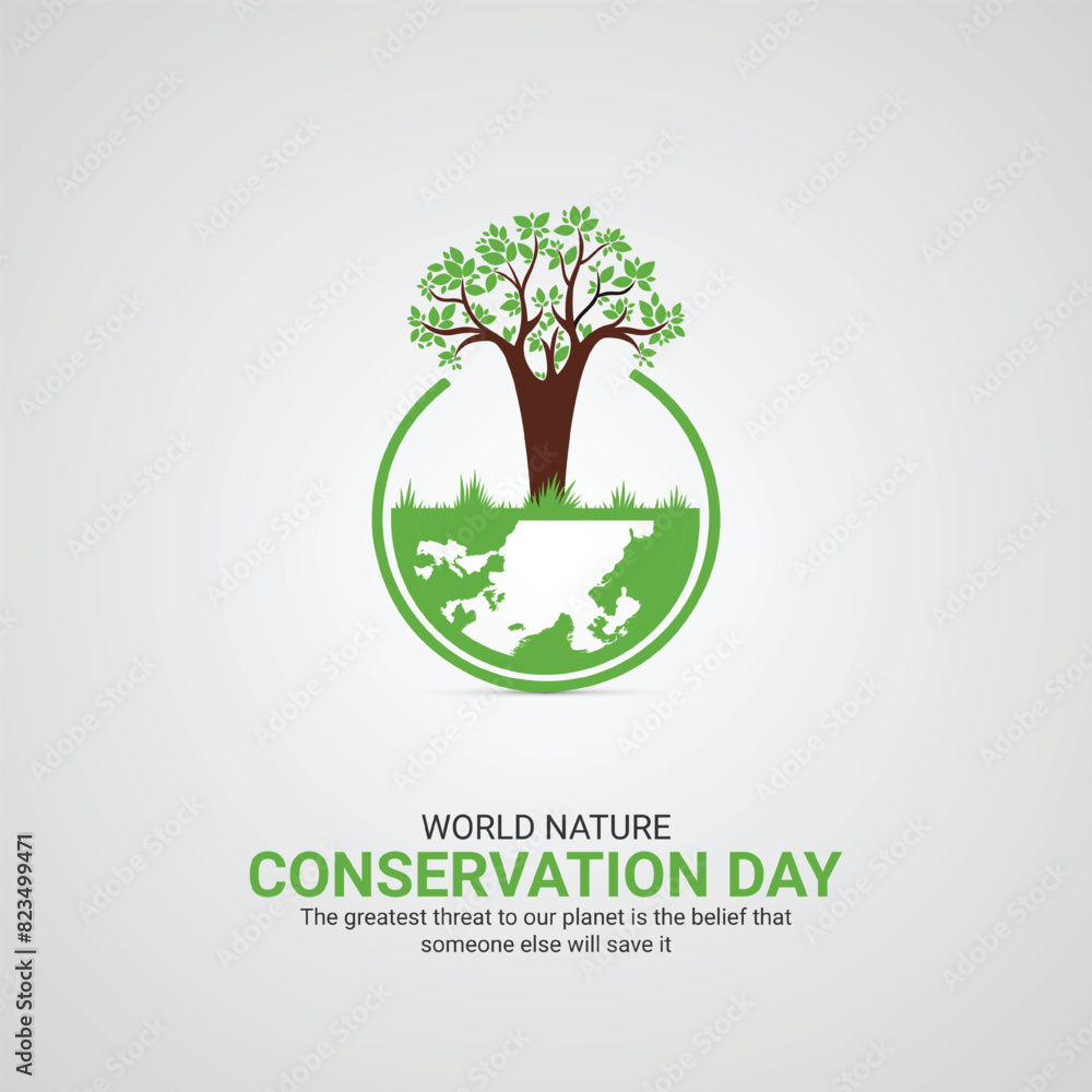 World Nature Conservation Day creative ads design. World Nature Conservation Day, July 28, vector, 3d illustration