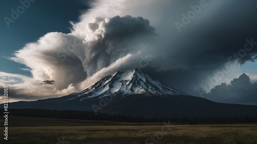 volcano in the clouds photo