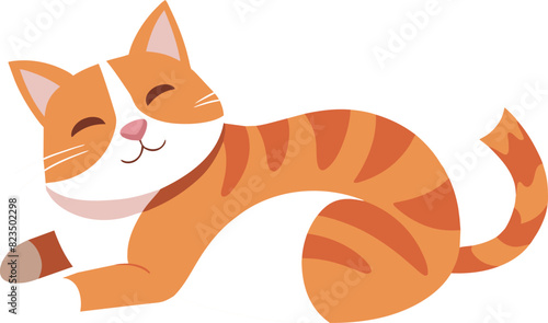 chill cat lie down illustration isolated