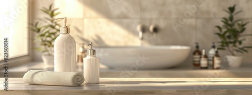 bathroom modern white ceramic shampoo bottle