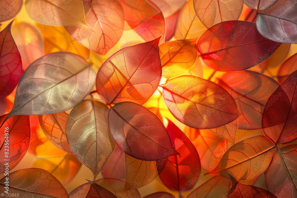Vibrant Autumn Leaves in Sunlight   Abstract Natural Patterns and Colors