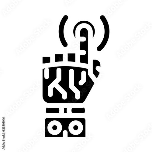 pointer robot hand gesture glyph icon vector. pointer robot hand gesture sign. isolated symbol illustration
