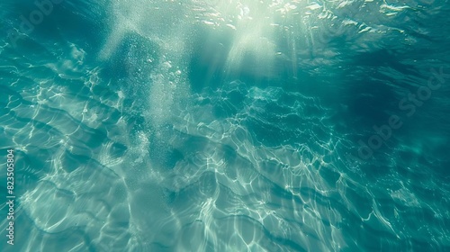 turquoise ocean waves with sunlight reflections underwater abstract