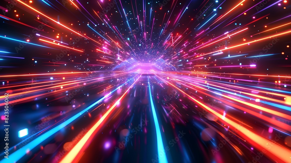 HighSpeed Data Network in Motion A D Abstract Interplay of Slick Black Surfaces and Glowing Neon Lines HighSpeed Data Network in Motion A D Abstract Interplay of Slick Black Surfaces and Glowing Neon Lines