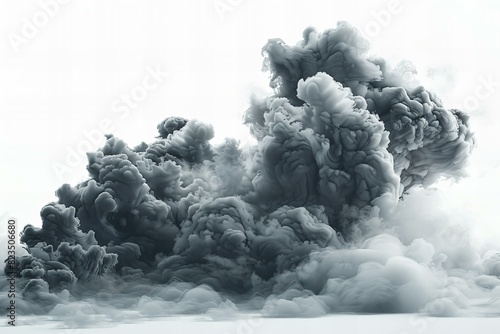 A black and grey cloud on a white background, with high resolution and ultra realistic photography photo