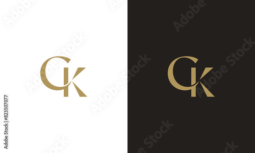 Monogram c k ck kc gold luxury serif logo template for fashion, beauty bag shoes hat dress spa treatment wellness feminine
