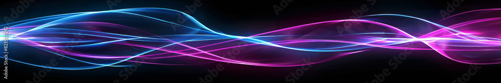 Glowing Abstract Light Wave Pattern with Vibrant Colorful Neon Lines on Black Background Glowing Abstract Light Wave Pattern with Vibrant Colorful Neon Lines on Black Background