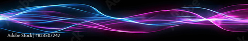 Glowing Abstract Light Wave Pattern with Vibrant Colorful Neon Lines on Black Background