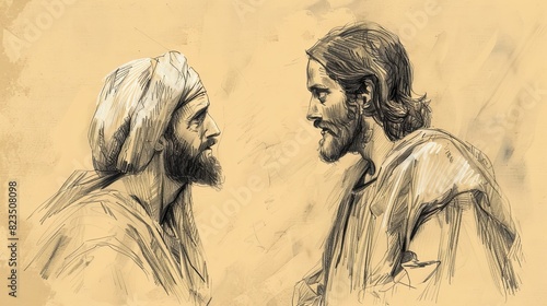 Spiritual Rebirth and Faith: Jesus and Nicodemus, Biblical Illustration
