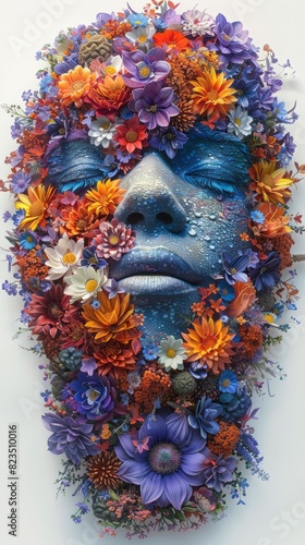 Abstract Floral Face of a Woman