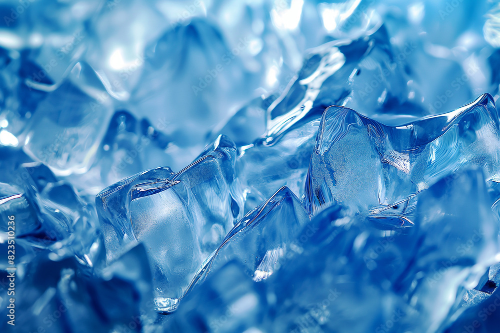 Blue ice background. Pieces of ice on blue background. Blue ice background. Pieces of ice on blue background.