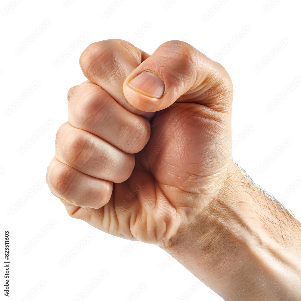 Close-Up of Clenched Male Fist on Transparent Background Close-Up of Clenched Male Fist on Transparent Background