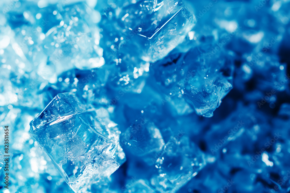 Blue ice background. Pieces of ice on blue background. Blue ice background. Pieces of ice on blue background.