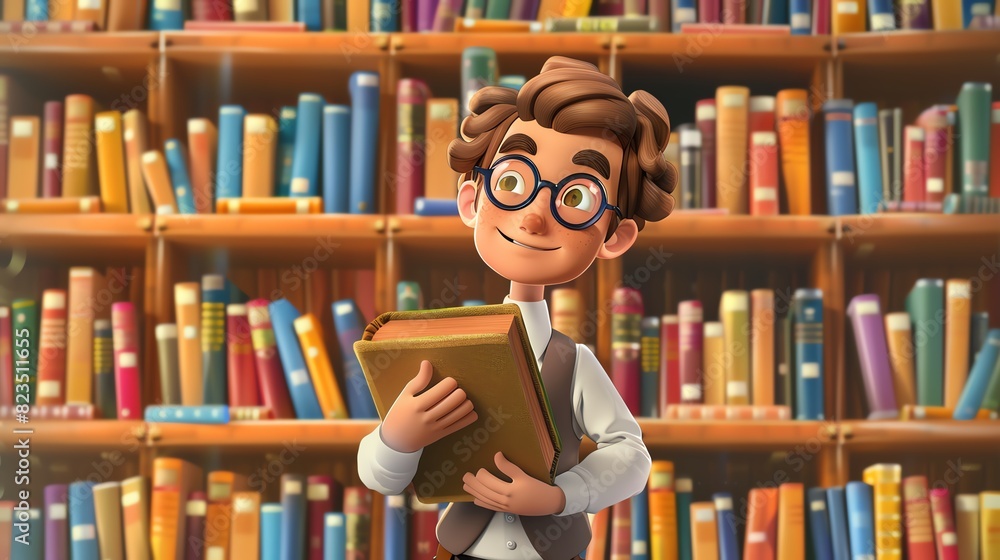 A studious cartoonstyle character A studious cartoonstyle character