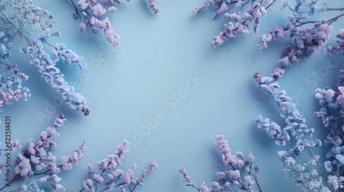 High-key pop-art style floral mockup with pastel colors on light blue background