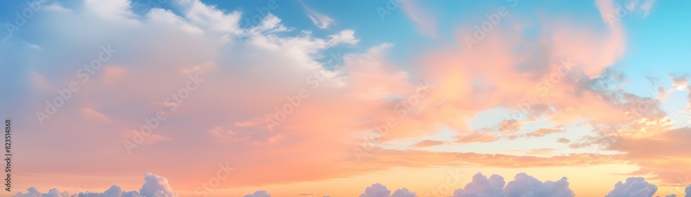 Sunset view with clouds background, ulra wide background