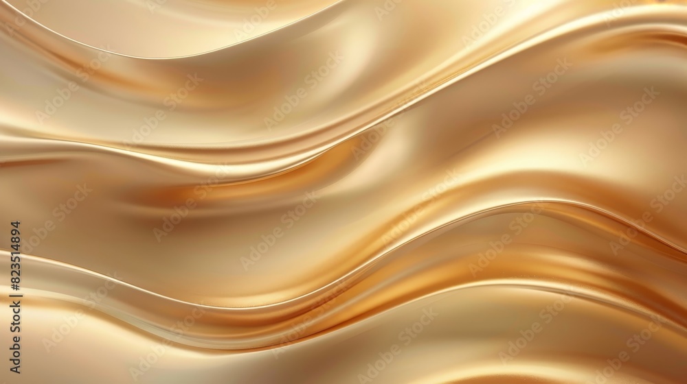 Obraz premium Abstract golden silk waves background with smooth, flowing lines and luxurious texture, ideal for elegant, high-end designs.