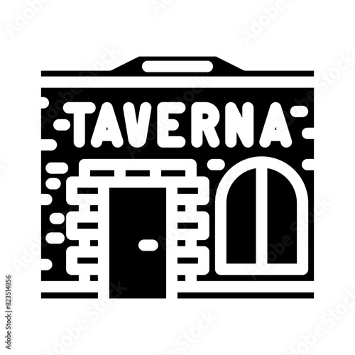 taverna street cafe glyph icon vector. taverna street cafe sign. isolated symbol illustration