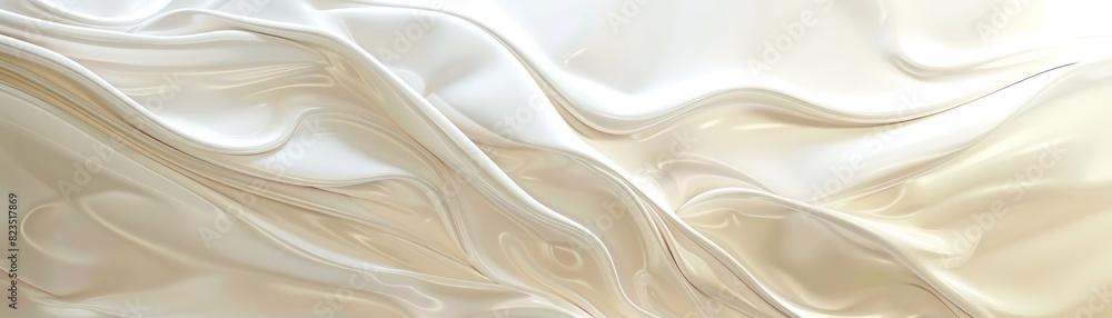Fototapeta premium Elegant flowing white silk fabric texture with soft and smooth folds, perfect for backgrounds, presentations, or design projects.