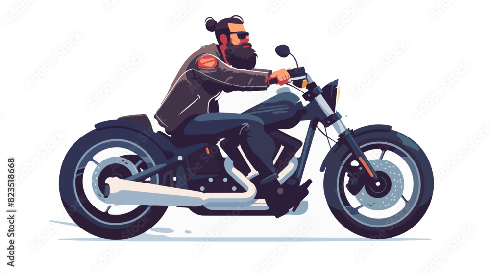 Illustration of a bearded biker on a motorcycle on a white background. Biker lifestyle. Illustration of a bearded biker on a motorcycle on a white background. Biker lifestyle.