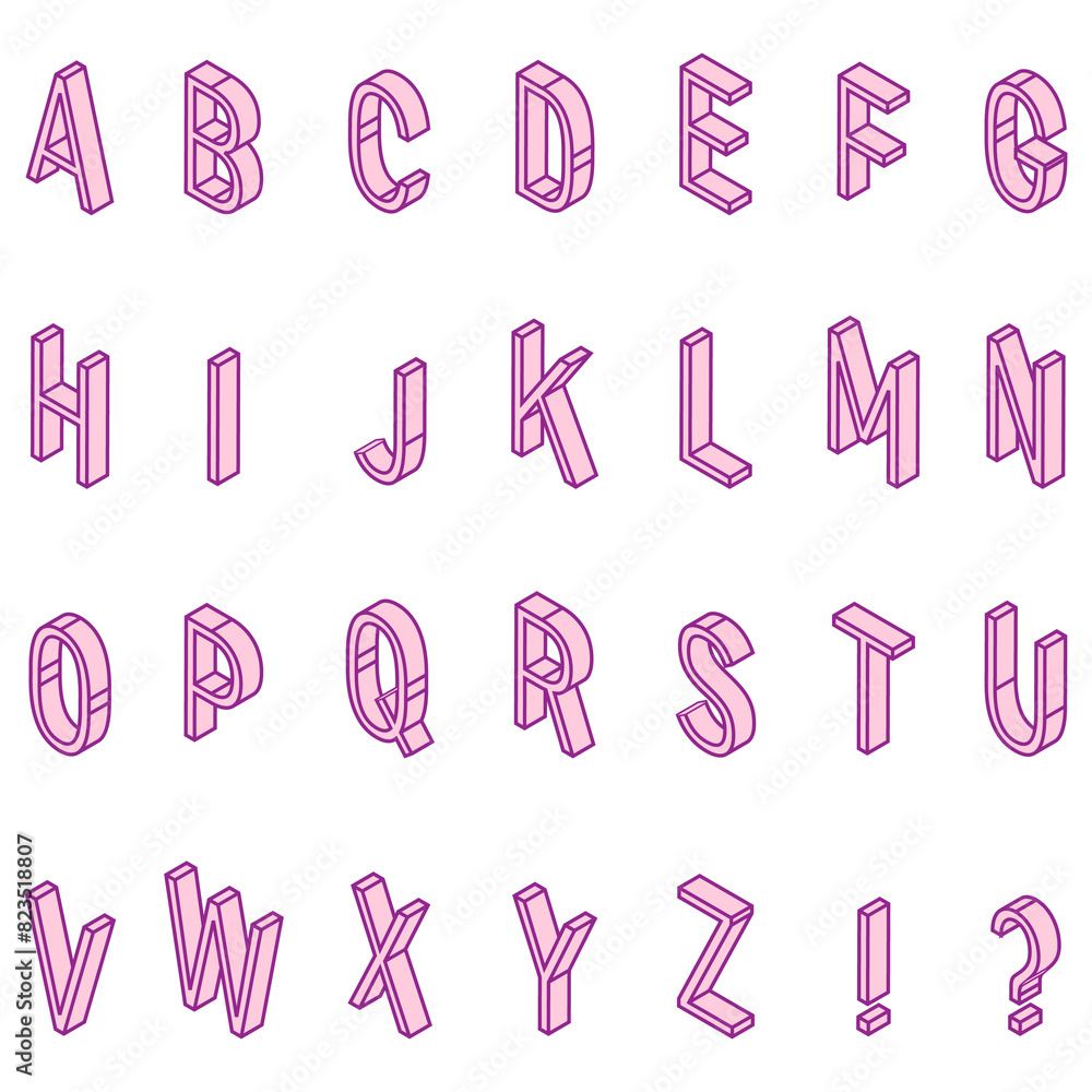 ピンクの大文字のアイソメトリック文字 ピンクの大文字のアイソメトリック文字