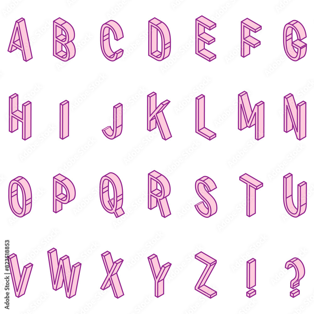 ピンクの大文字のアイソメトリック文字 ピンクの大文字のアイソメトリック文字