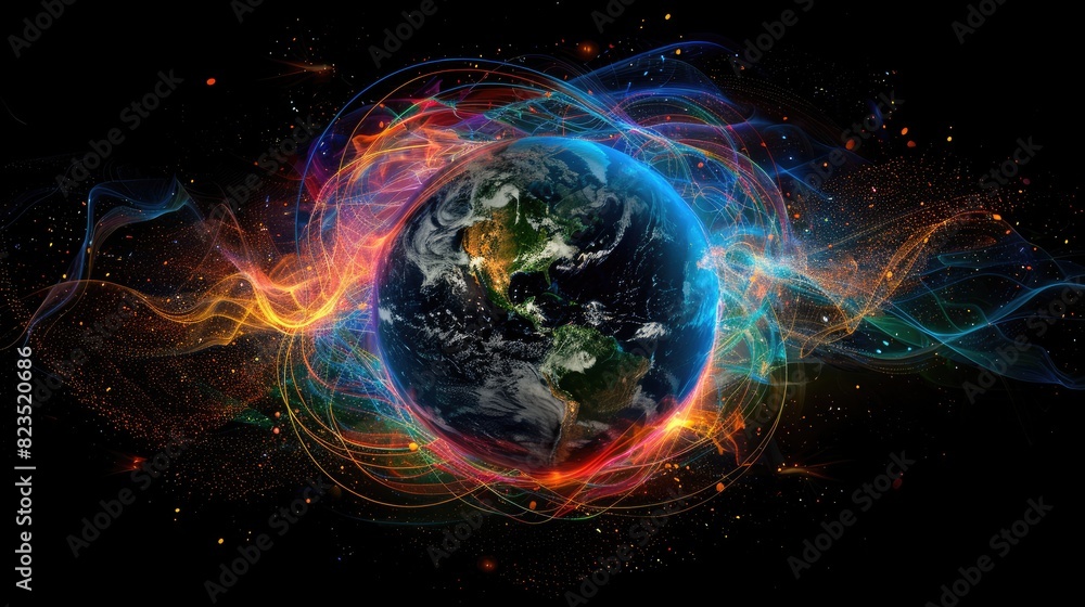 Digital globe with network connections, Futuristic earth globe, Abstract science and technology background