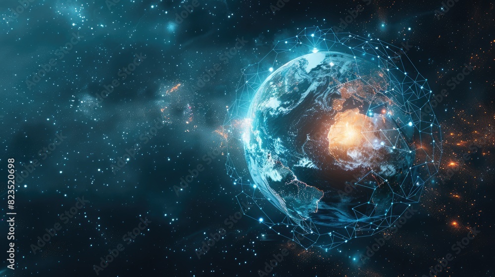 Global network connection. Abstract illustration of a technology data network surrounding planet earth , Abstract global technology network background Global network connection. Abstract illustration of a technology data network surrounding planet earth , Abstract global technology network background