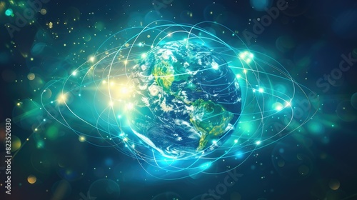 Global network connection. Abstract illustration of a technology data network surrounding planet earth , Abstract global technology network background