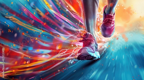 Colorful marathon winner finish background, sport and activity background, Abstract image elements and vibrant colors photo
