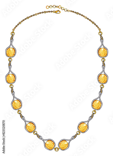 Wallpaper Mural Necklace jewelry design set with yellow sapphire sketch by hand on paper. Torontodigital.ca